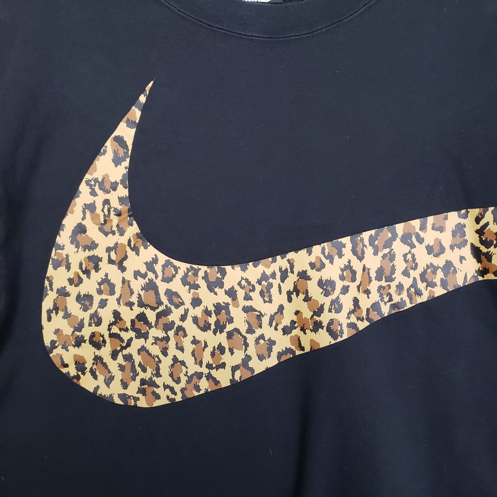 Nike Leopard Print Swoosh Crewneck Sweatshirt Black Athleisure‎ Women's Size 2X - Picture 8 of 8